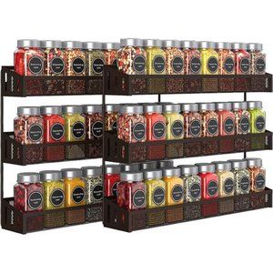 Spice Rack Wall Mount 3-Tier Spice Organizer Shelf Cabine, Pantry Door -2 Pack